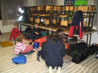 Matratzenlager im ersten Stock